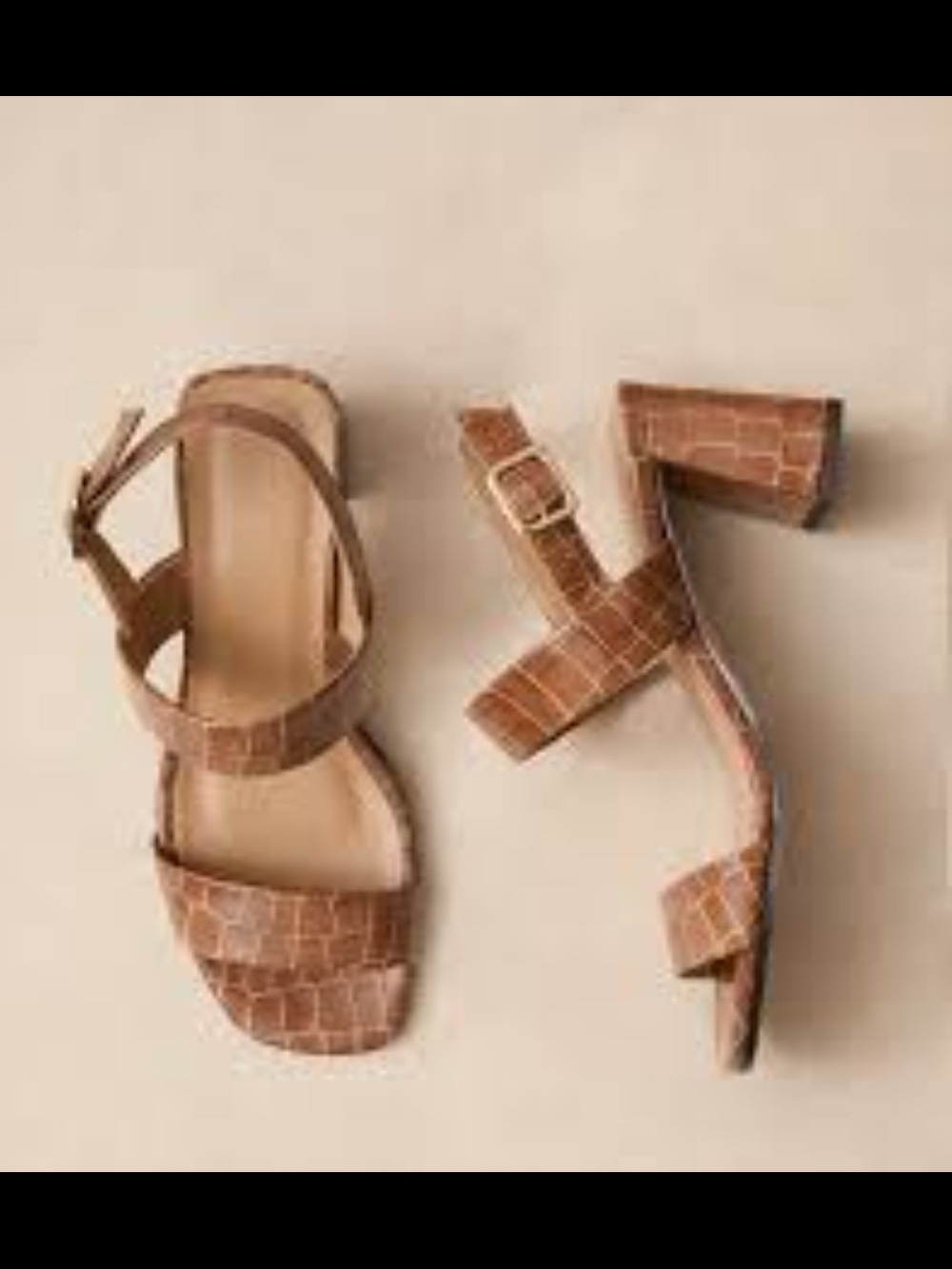 Maguire Croco Textured Tan Block Heel Sandals